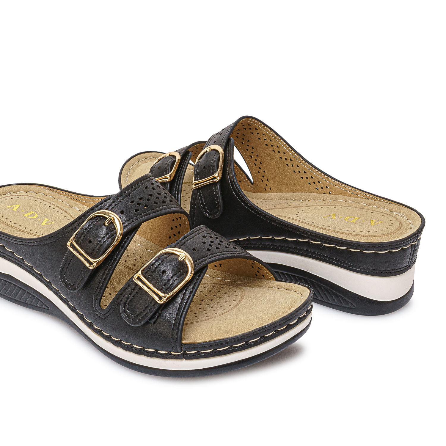 Sandalia Slide Casual ABY-2602 Negro ADV - Imagen 2