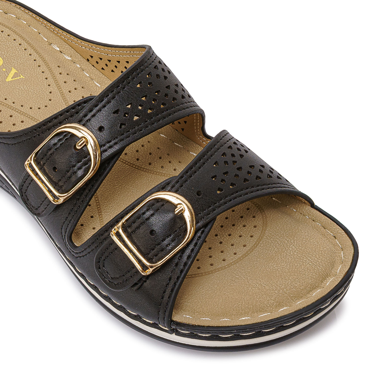 Sandalia Slide Casual ABY-2602 Negro ADV - Imagen 3