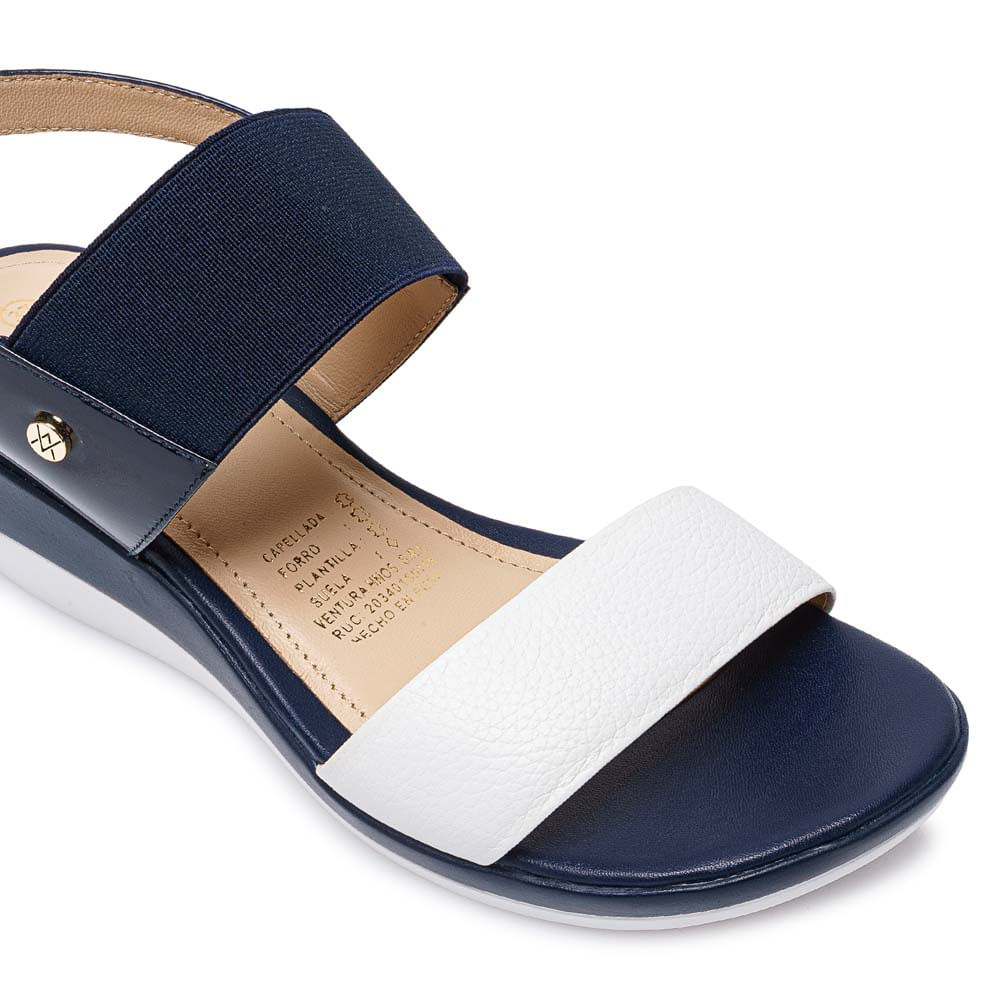 Sandalia Strap Casual ALE-2117 Azul/Blanco Viale Cuero - Imagen 3