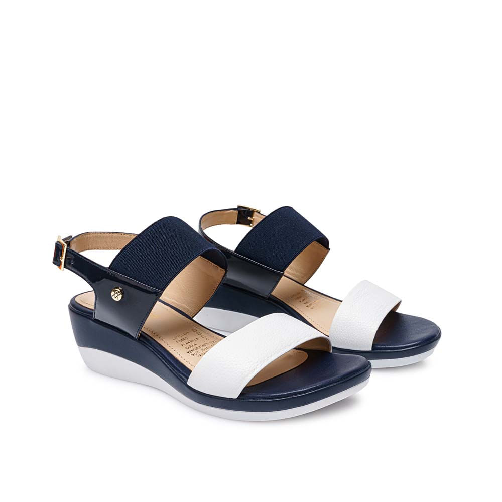 Sandalia Strap Casual ALE-2117 Azul/Blanco Viale Cuero - Imagen 4