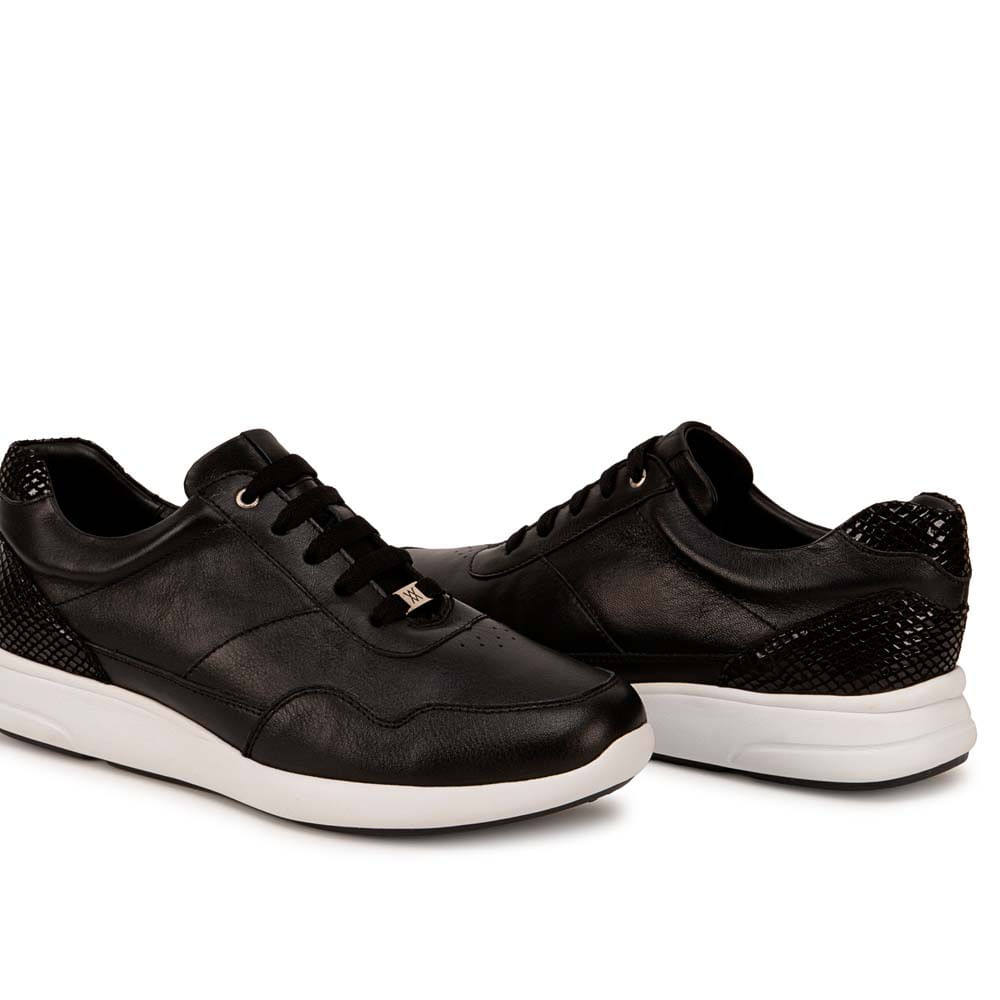 Zapatilla Casual ALE-2454 Negro Viale Cuero - Imagen 3
