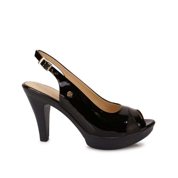 Sandalia Peep Toe Casual ALE-2504 Negro Viale Cuero