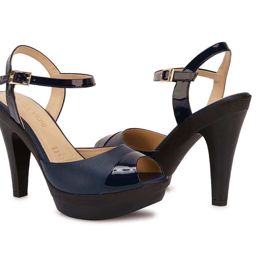Sandalia D'orsay Casual ALE-2521 Azul Viale Cuero - Imagen 15