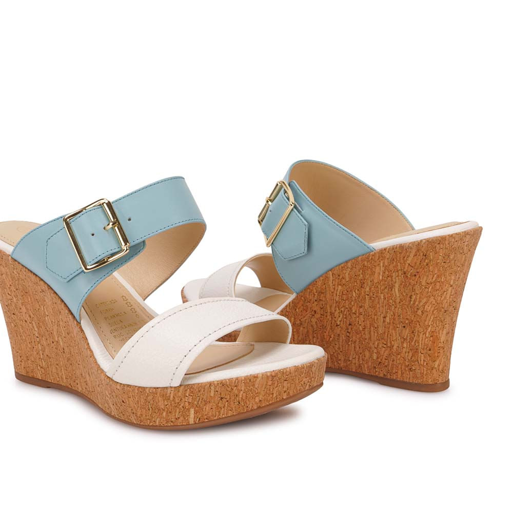 Sandalia Strap Casual ALE-2522B Blanco/Celeste Viale Cuero - Imagen 7