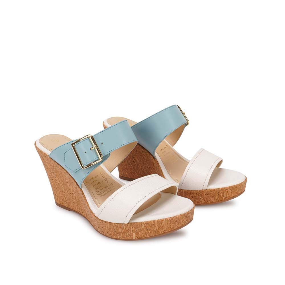 Sandalia Strap Casual ALE-2522B Blanco/Celeste Viale Cuero - Imagen 4