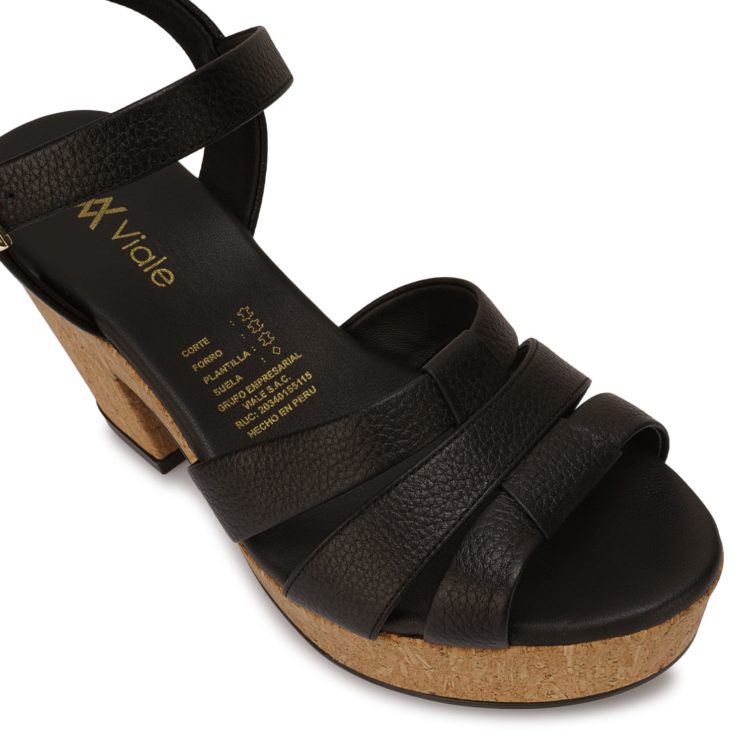 Sandalia D'orsay Casual ALE-2604 Negro Viale Cuero - Imagen 3