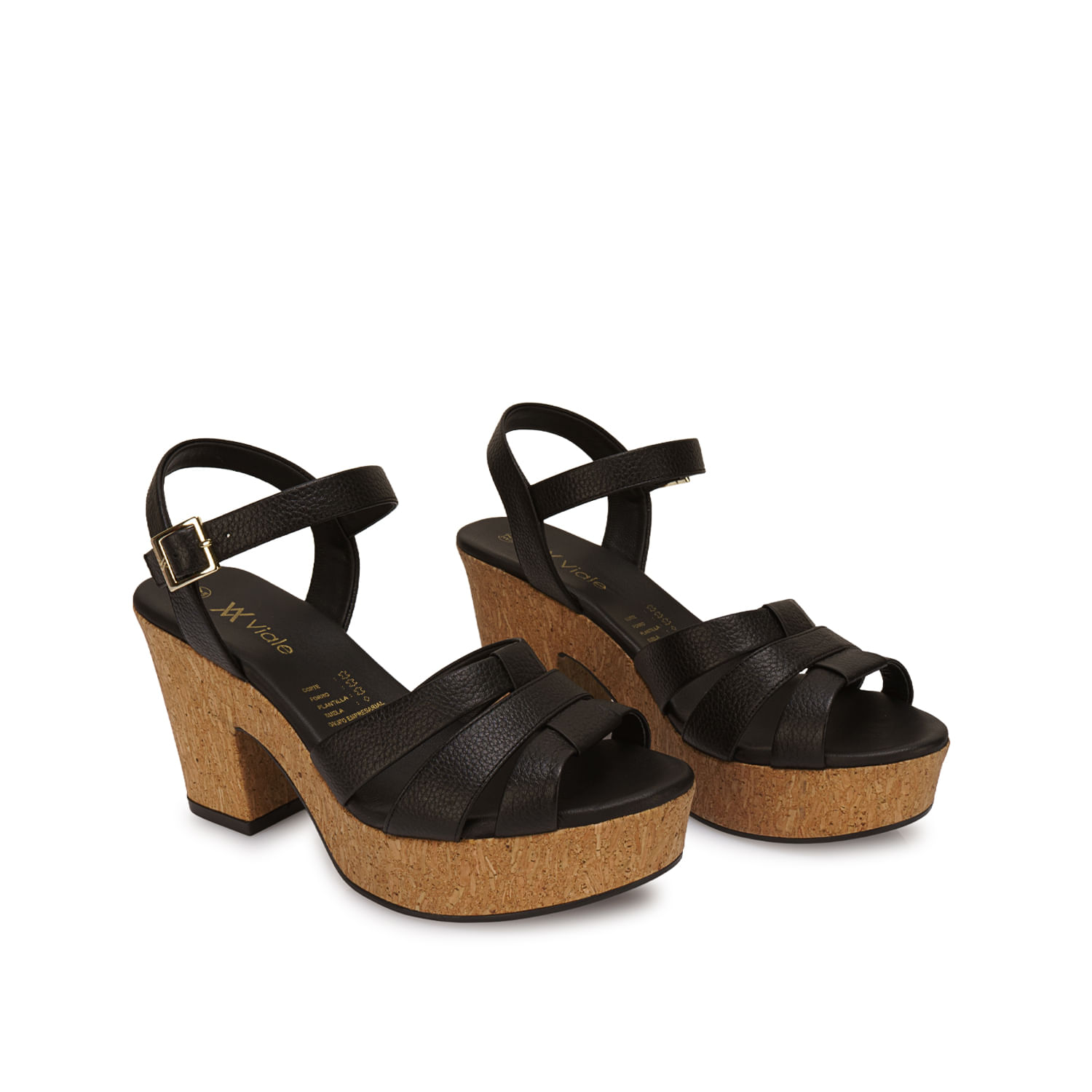 Sandalia D'orsay Casual ALE-2604 Negro Viale Cuero - Imagen 4