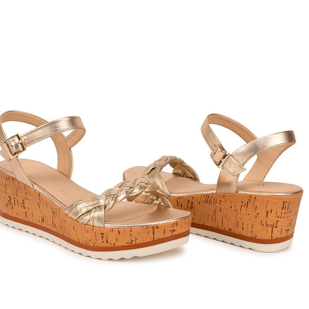 Sandalia D'orsay Casual ALE-2612 Dorado Viale Cuero - Imagen 11