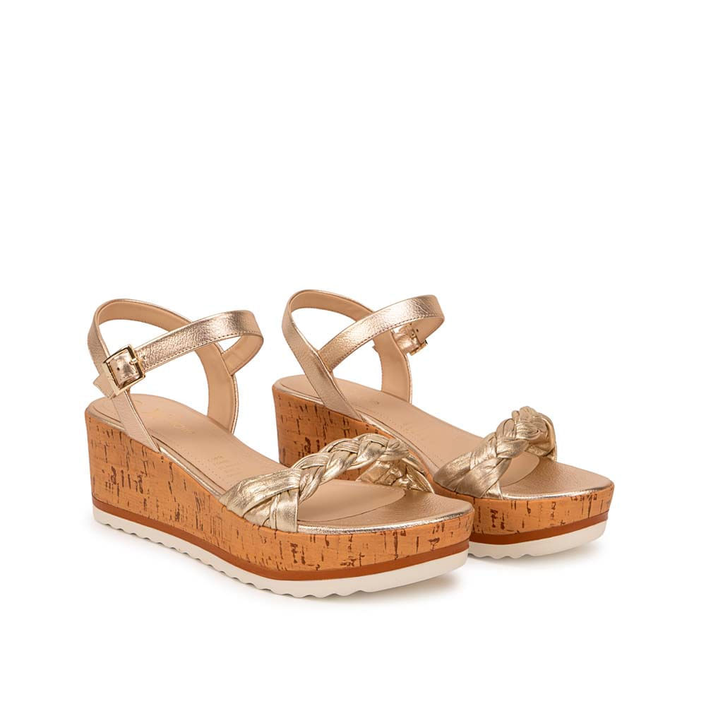 Sandalia D'orsay Casual ALE-2612 Dorado Viale Cuero - Imagen 4