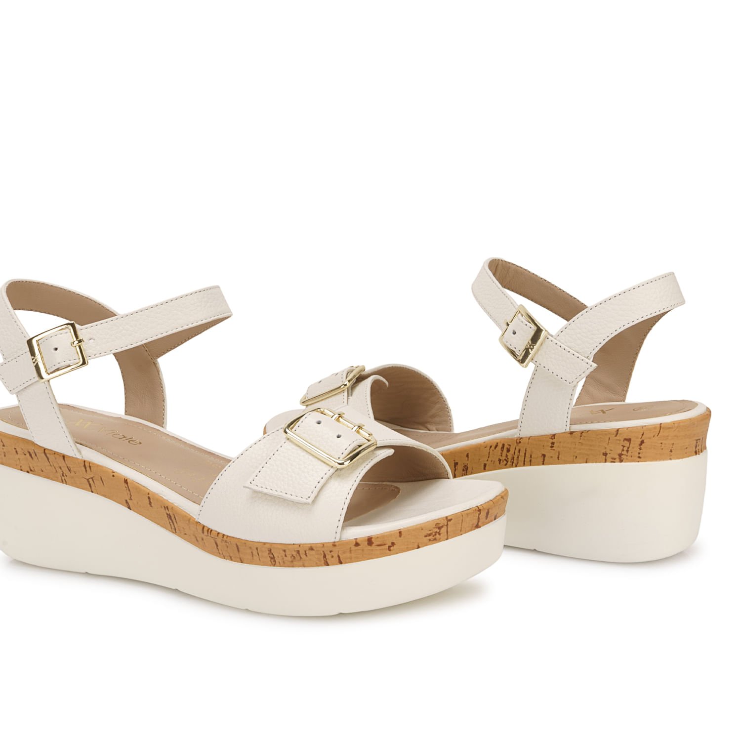 Sandalia D'orsay Casual ALE-2615 Blanco Sof Viale Cuero - Imagen 2