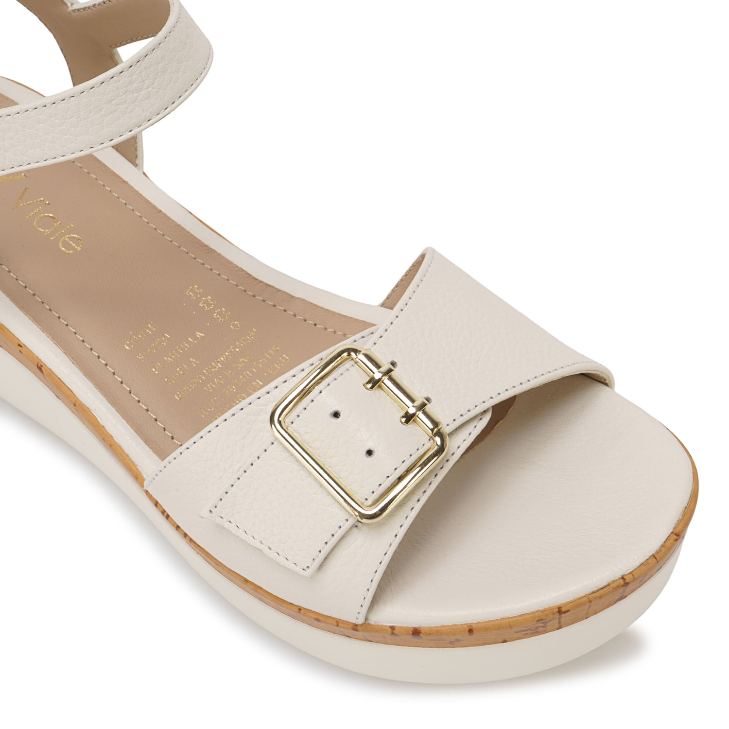 Sandalia D'orsay Casual ALE-2615 Blanco Sof Viale Cuero - Imagen 3