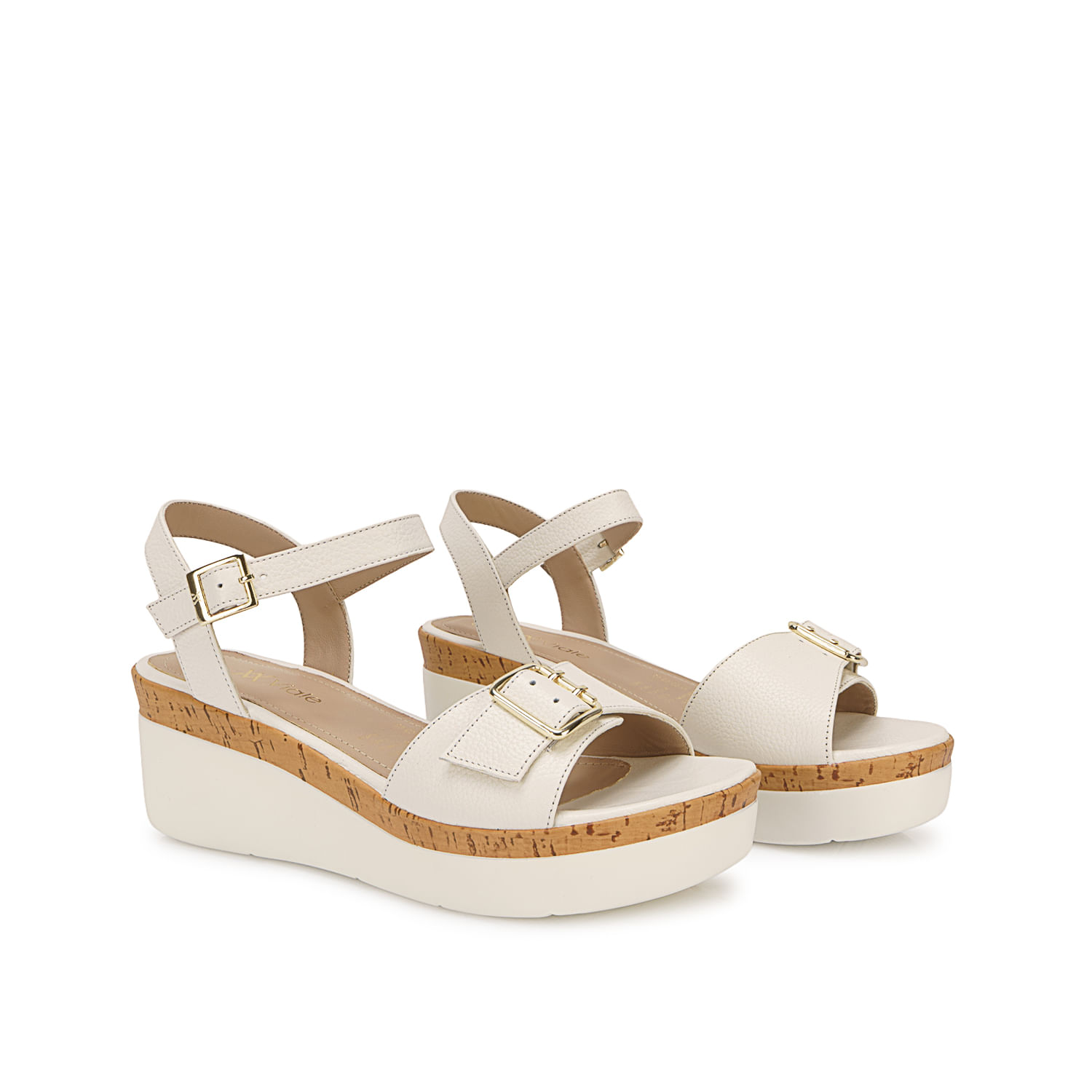Sandalia D'orsay Casual ALE-2615 Blanco Sof Viale Cuero - Imagen 4
