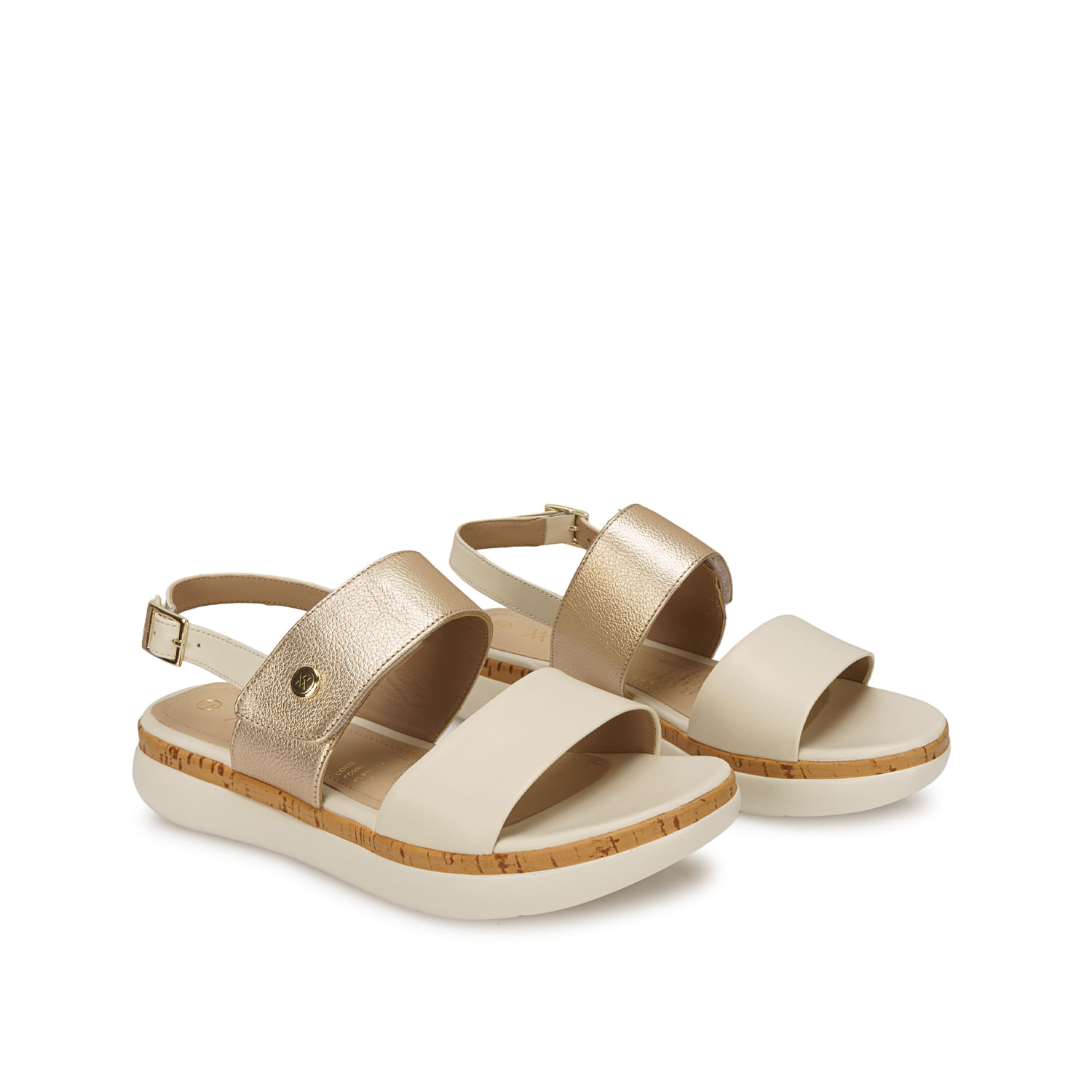 Sandalia D'orsay Casual ALE-2619 Hueso/Dorado Viale Cuero - Imagen 12