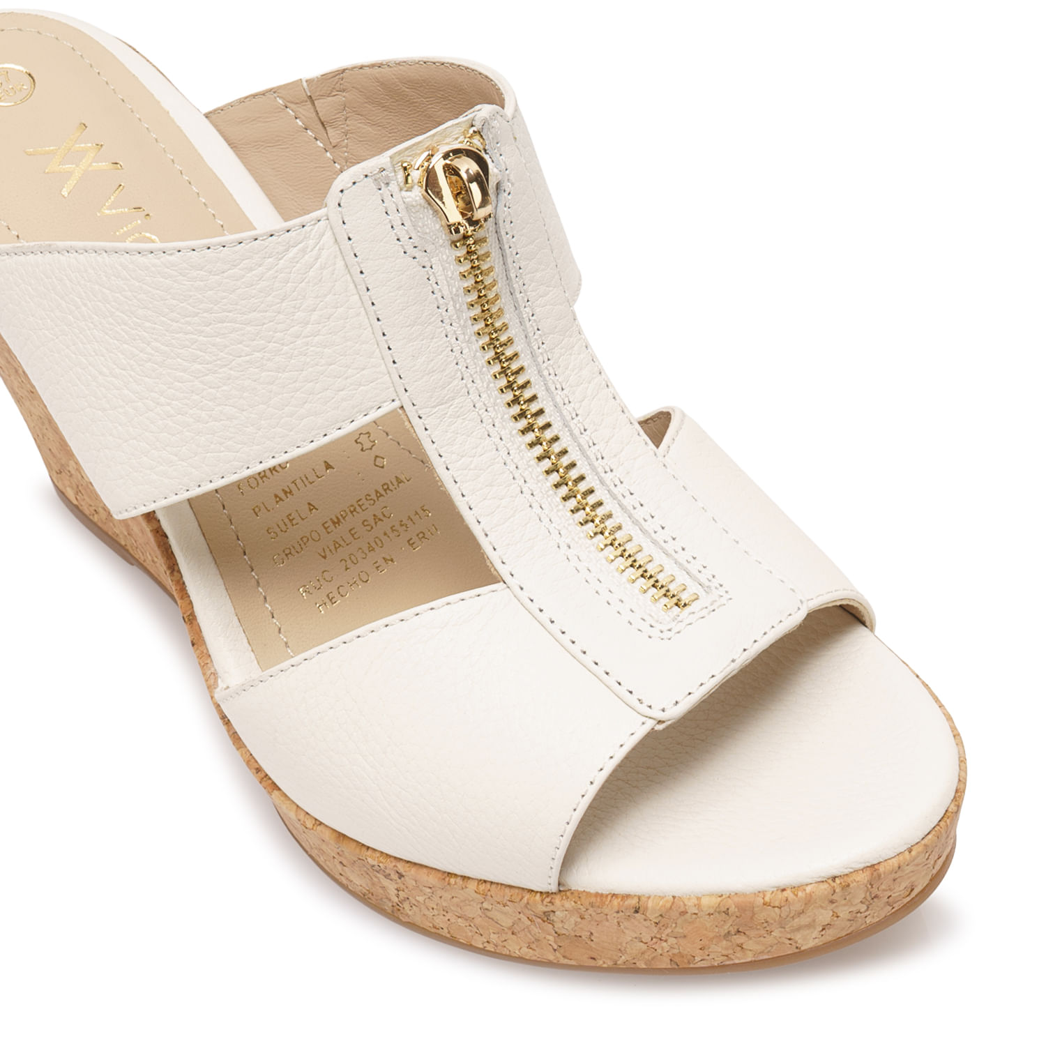 Sandalia Slide Casual ALE-2622 Blanco Sof Viale Cuero - Imagen 3