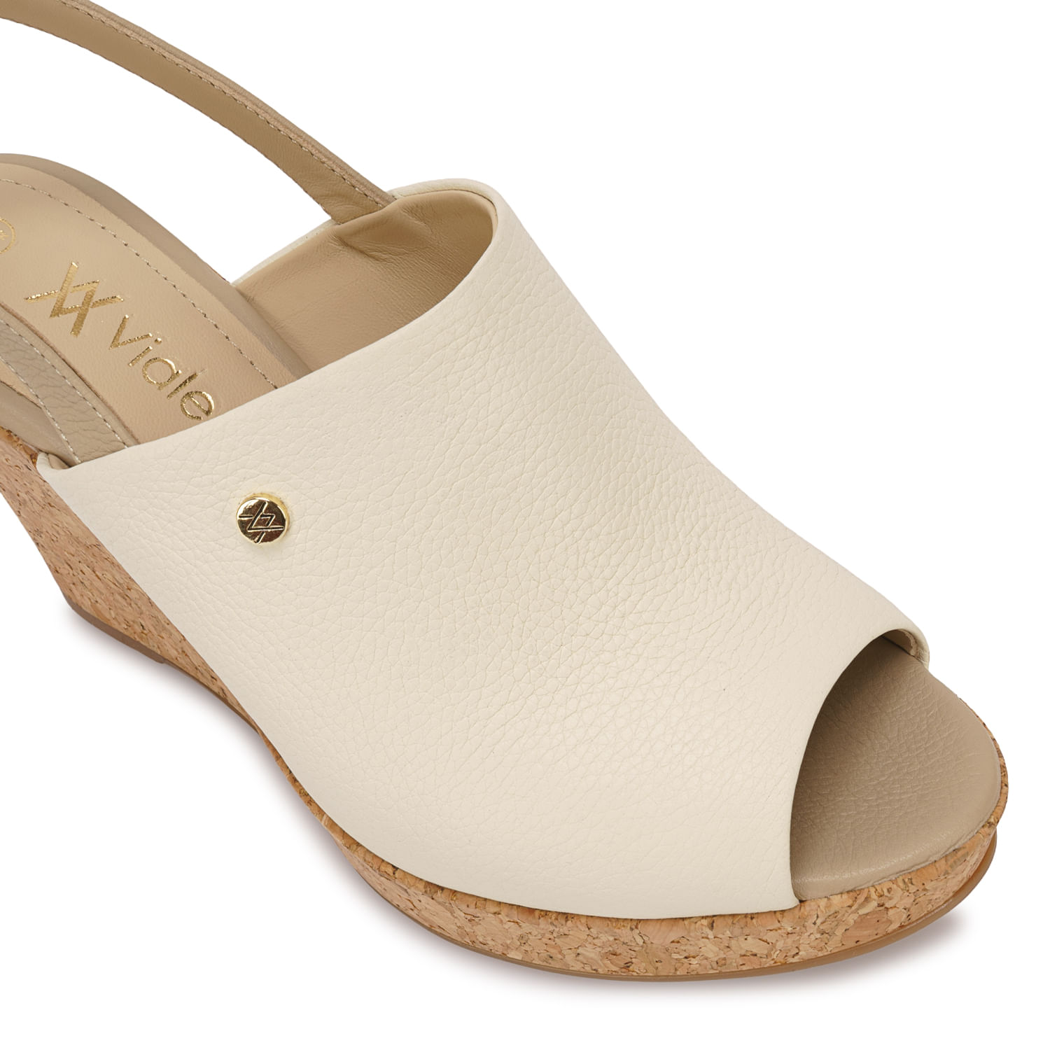 Sandalia Sueco Casual ALE-2624 Hueso/Trigo Viale Cuero - Imagen 3