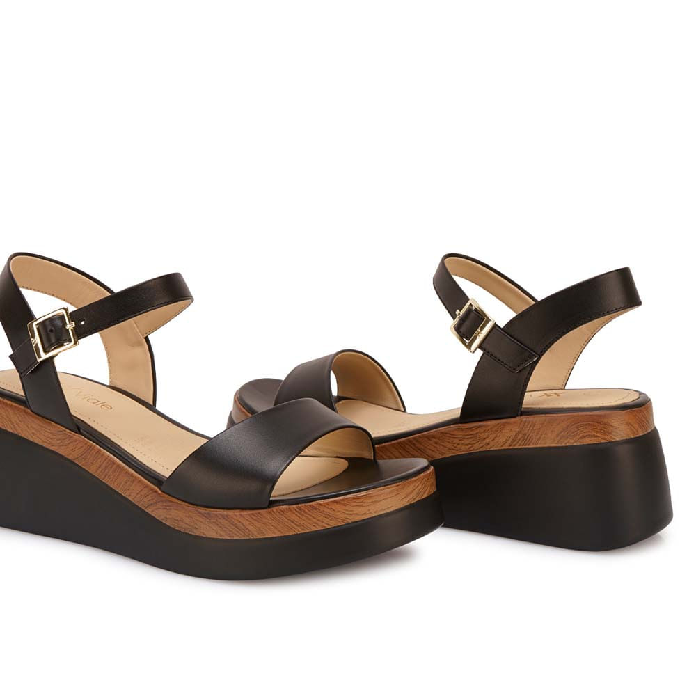 Sandalia D'orsay Casual ALE-2625 Negro Viale Cuero - Imagen 3