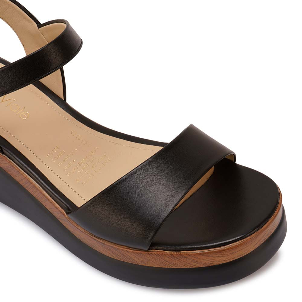 Sandalia D'orsay Casual ALE-2625 Negro Viale Cuero - Imagen 6