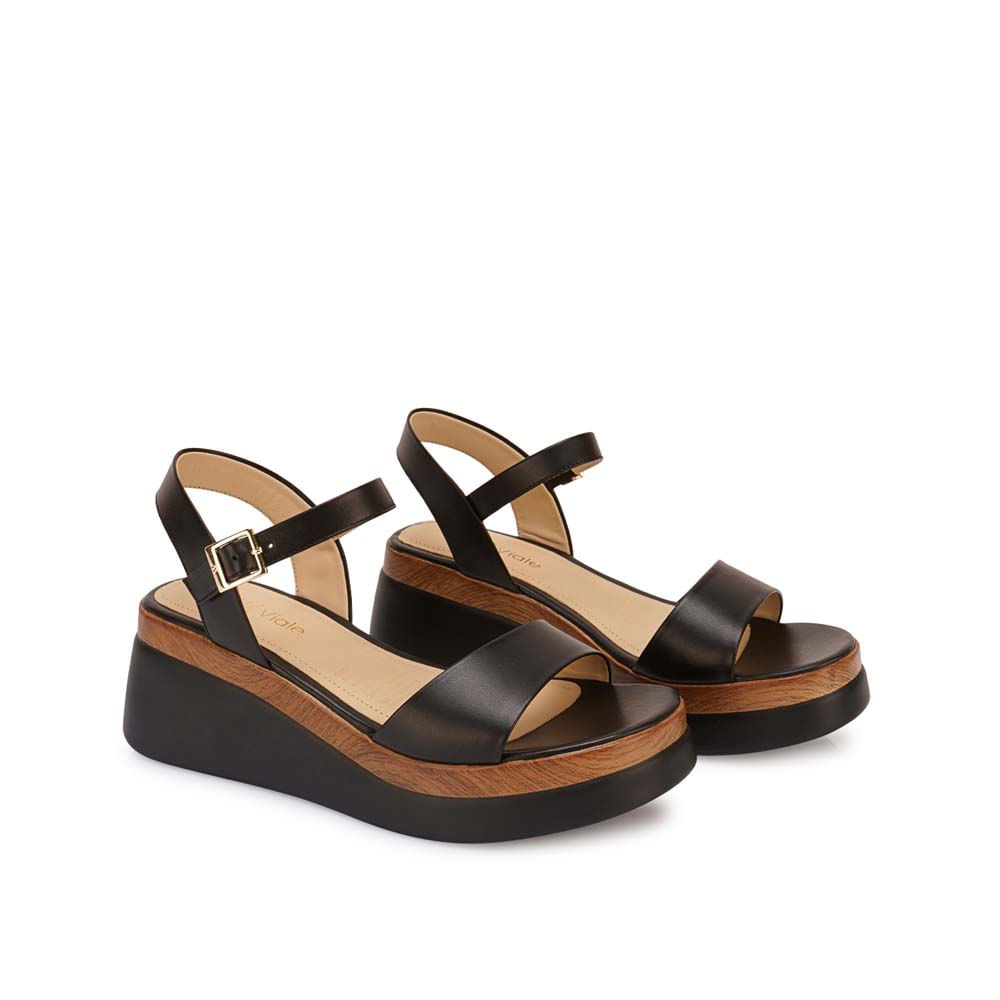 Sandalia D'orsay Casual ALE-2625 Negro Viale Cuero - Imagen 8