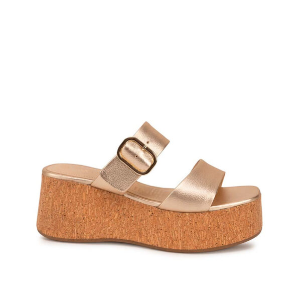 Sandalia Slide Casual ALE-2631 Dorado Viale Cuero