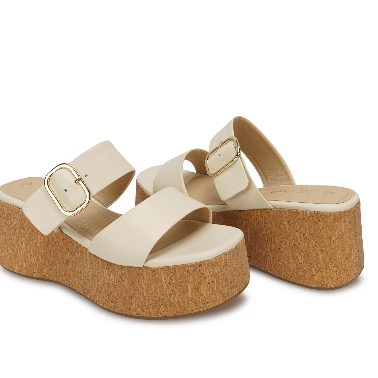 Sandalia Slide Casual ALE-2631 Hueso Viale Cuero - Imagen 2