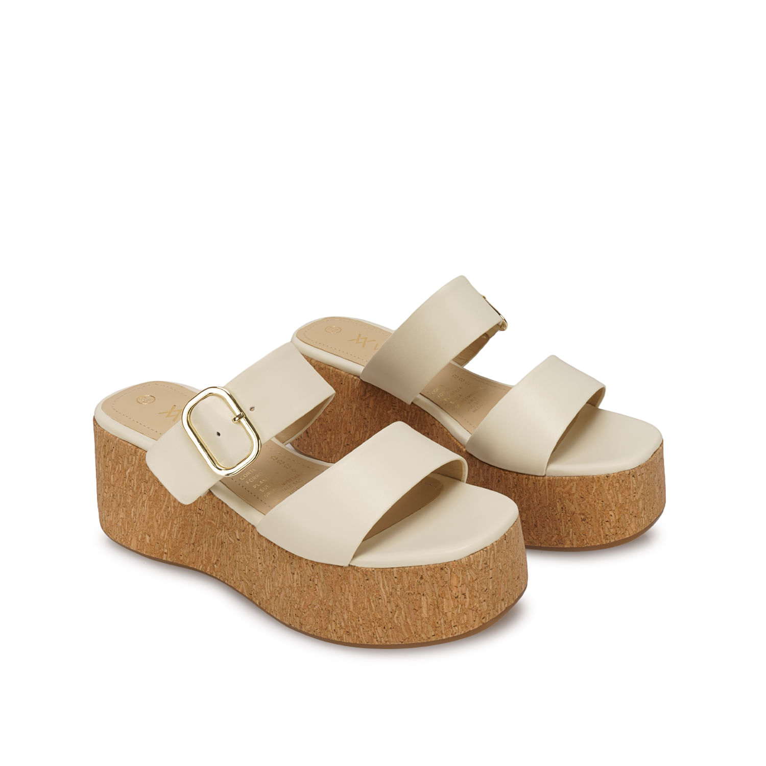 Sandalia Slide Casual ALE-2631 Hueso Viale Cuero - Imagen 4