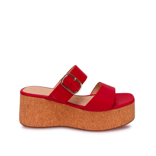 Sandalia Slide Casual ALE-2631 Rojo Viale Cuero