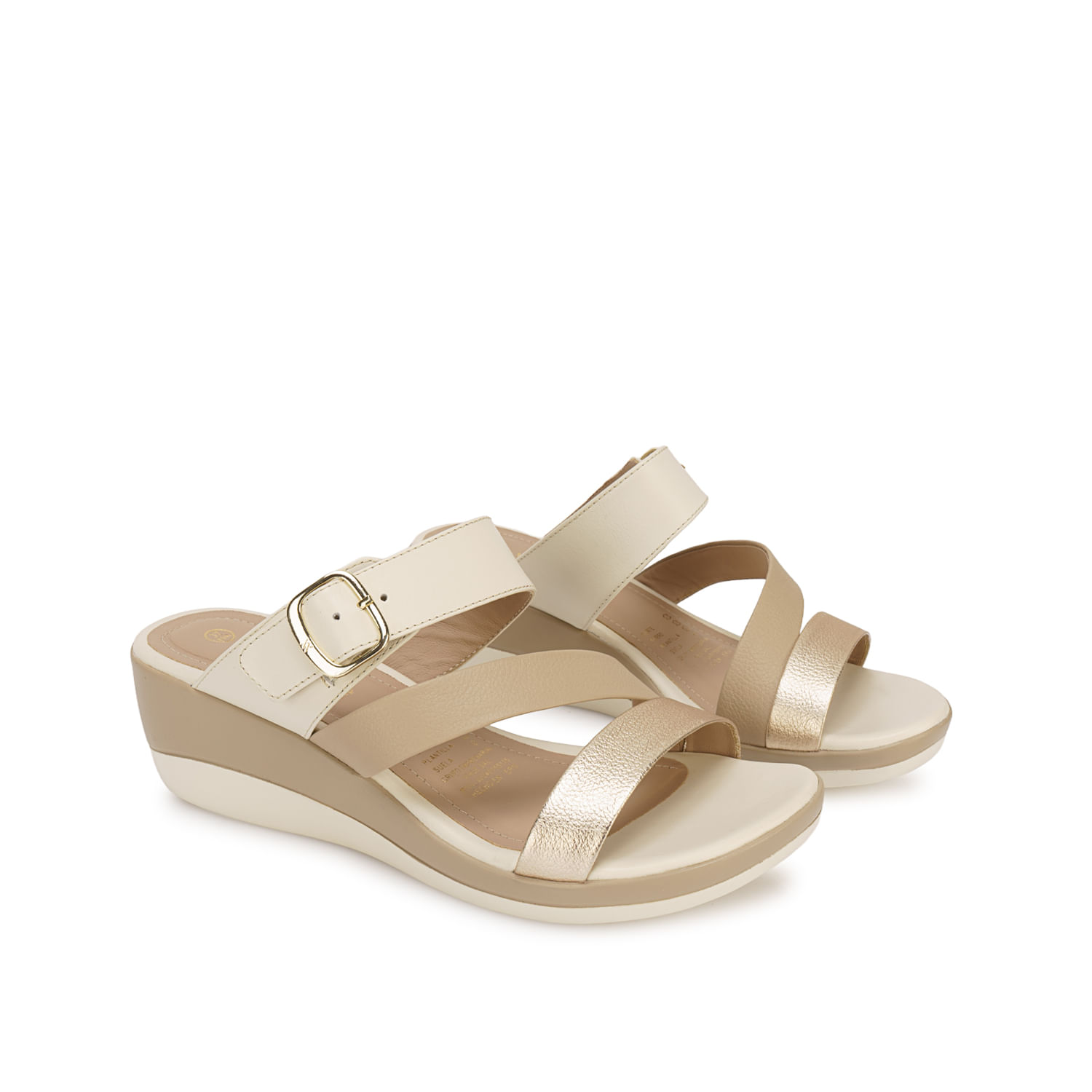 Sandalia Slide Casual ALE-2634 Hueso/Trigo Viale Cuero - Imagen 4