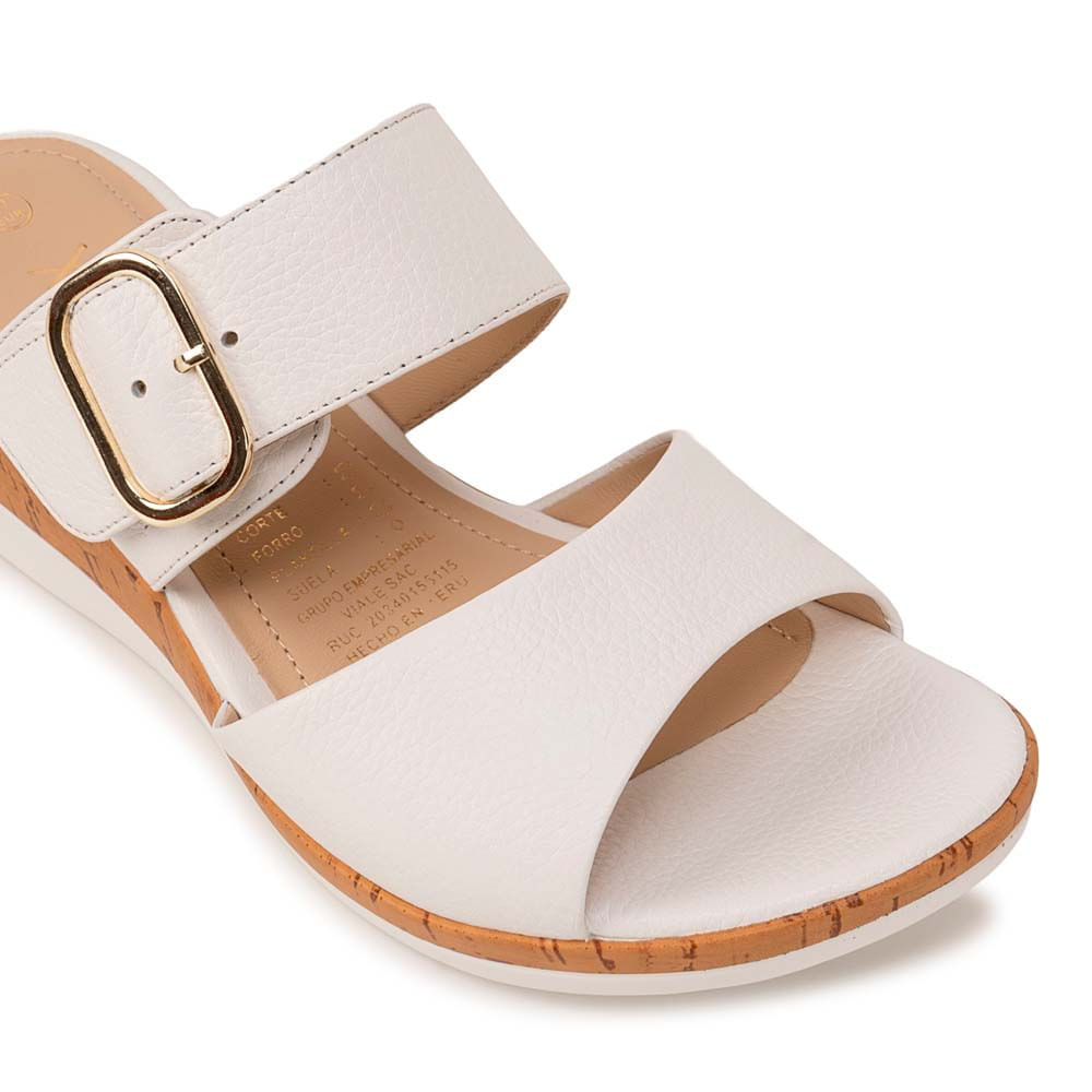 Sandalia Strap Casual ALE-2635 Blanco Viale Cuero - Imagen 2