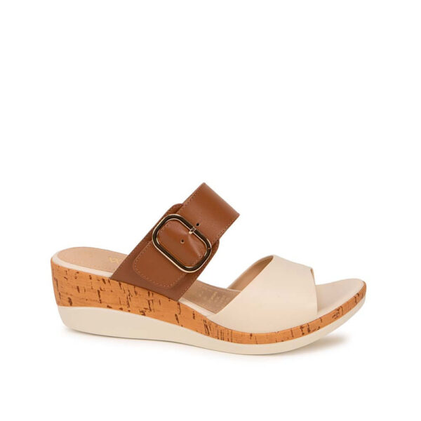 Sandalia Strap Casual ALE-2635 Hueso/Moca Viale Cuero