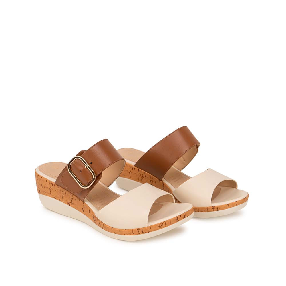 Sandalia Strap Casual ALE-2635 Hueso/Moca Viale Cuero - Imagen 4