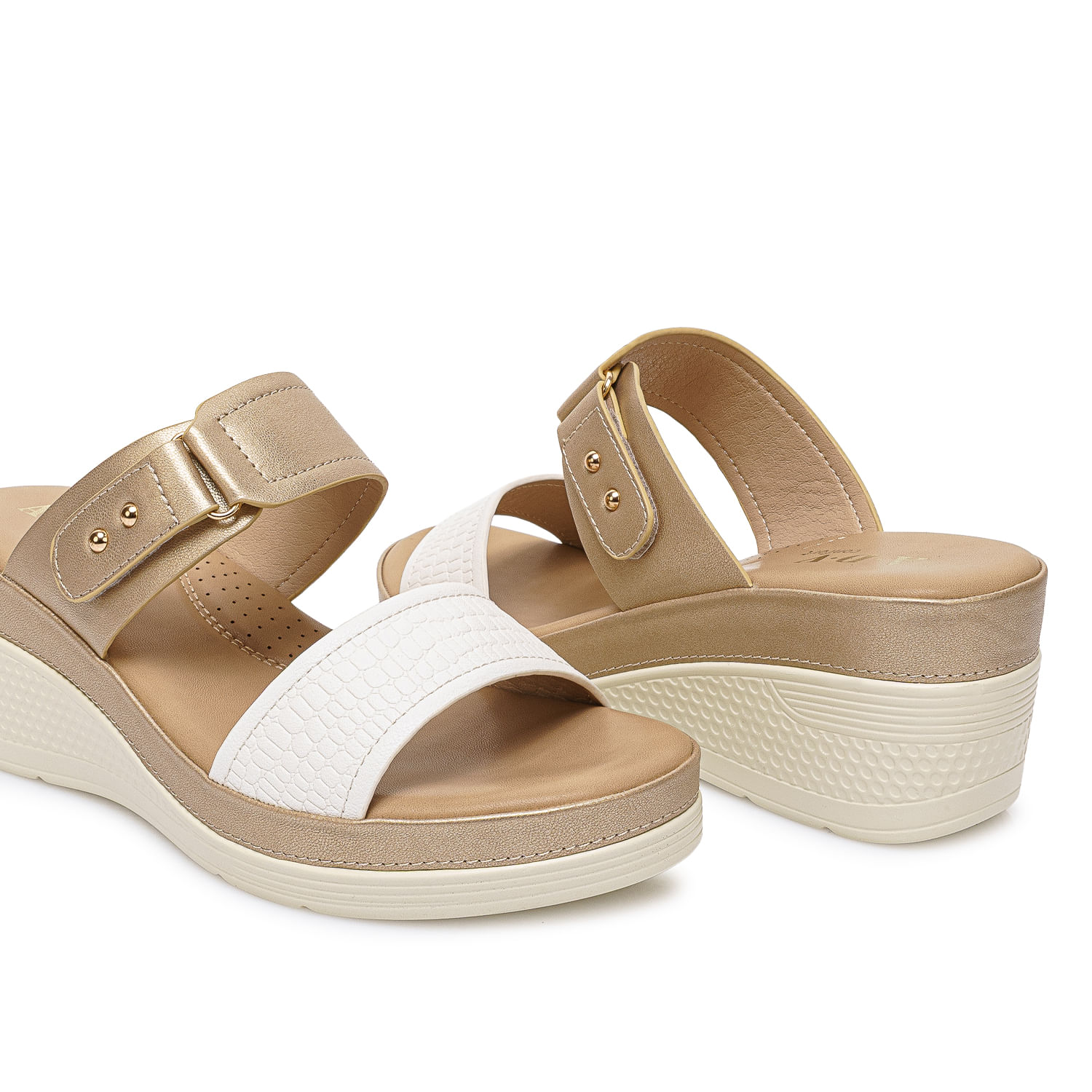 Sandalia Strap Casual ANA-2513 Blanco/Dorado ADV - Imagen 3