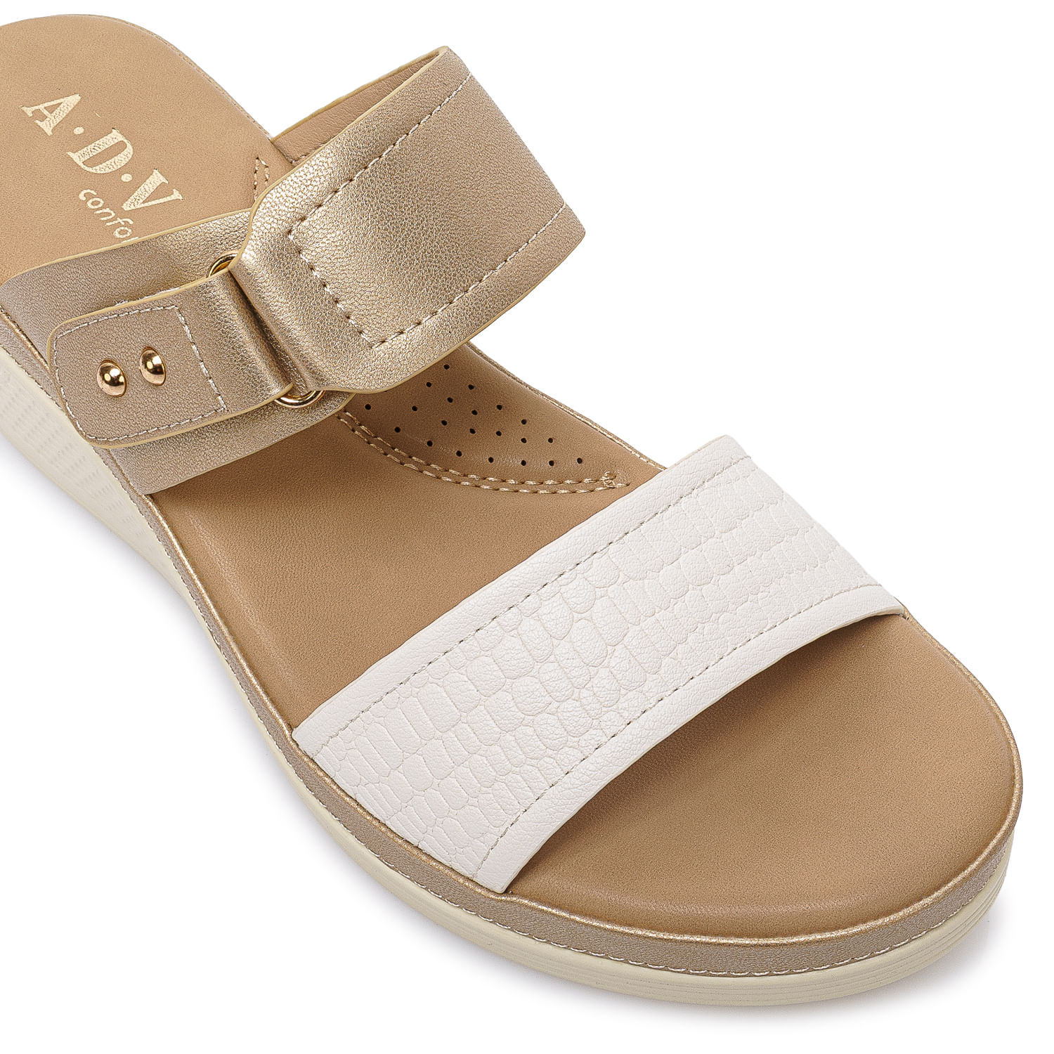 Sandalia Strap Casual ANA-2513 Blanco/Dorado ADV - Imagen 2