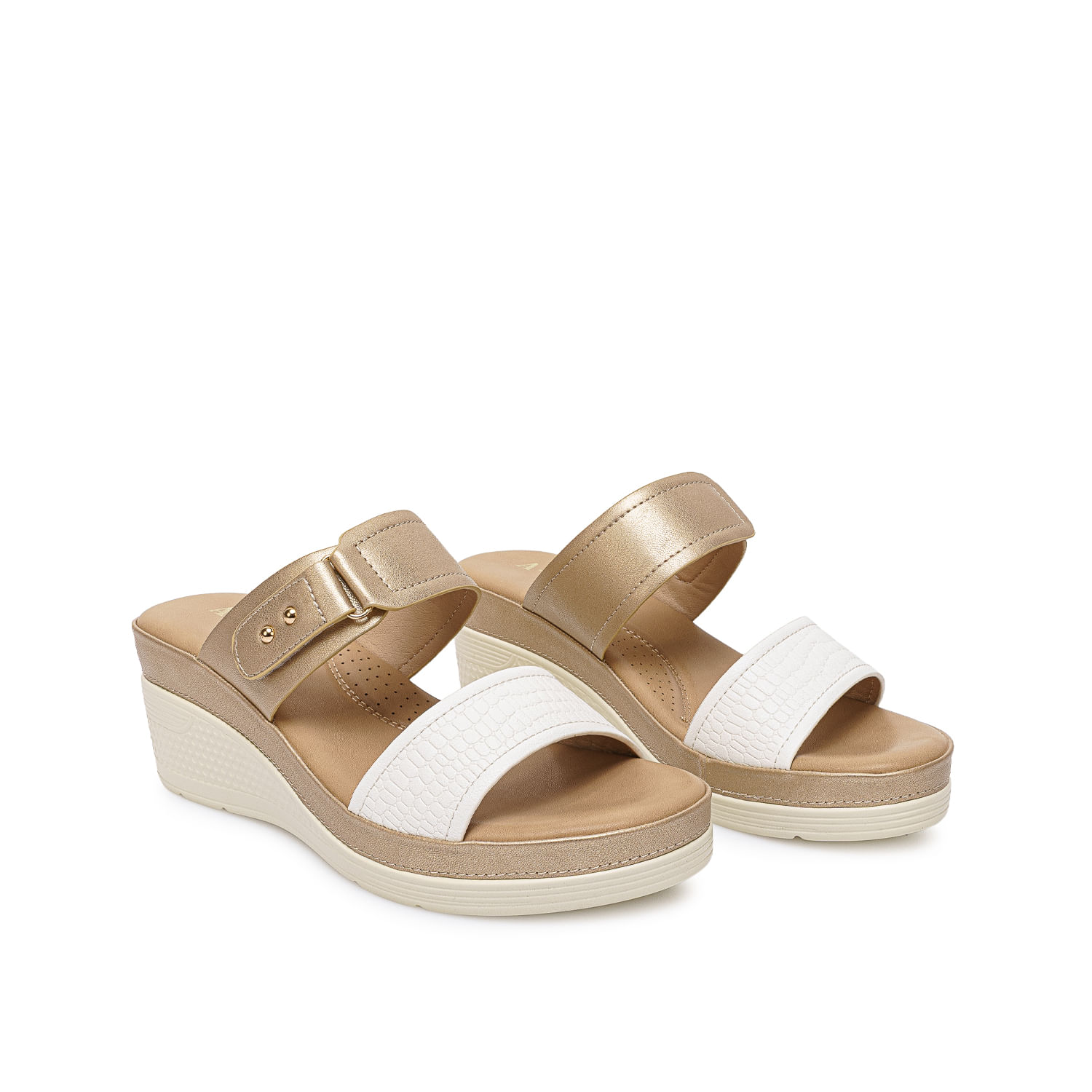 Sandalia Strap Casual ANA-2513 Blanco/Dorado ADV - Imagen 8
