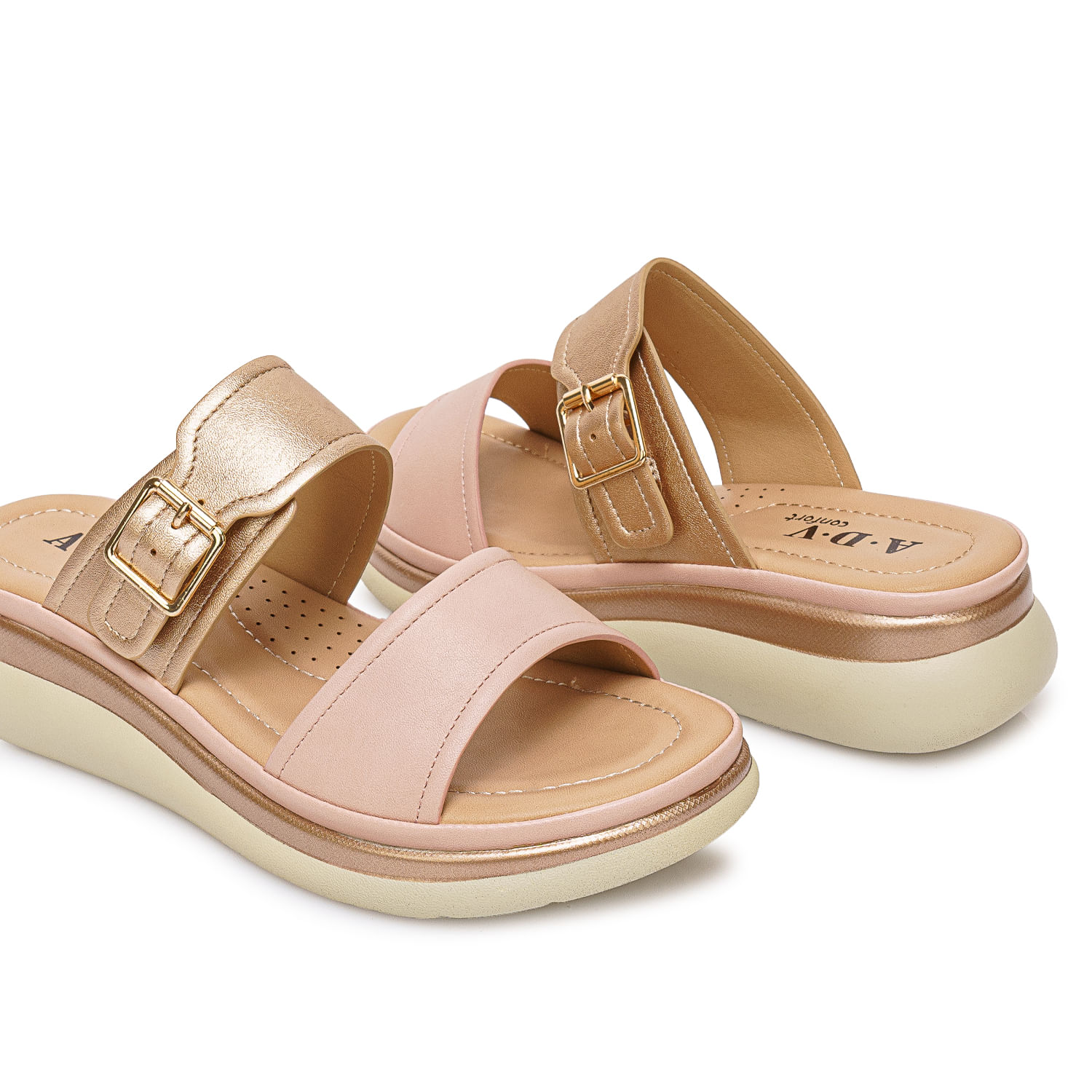 Sandalia Strap Casual ANA-2615 Oro Rosa/Nude ADV - Imagen 2