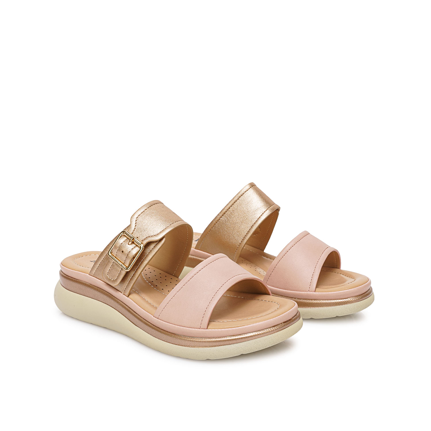 Sandalia Strap Casual ANA-2615 Oro Rosa/Nude ADV - Imagen 4