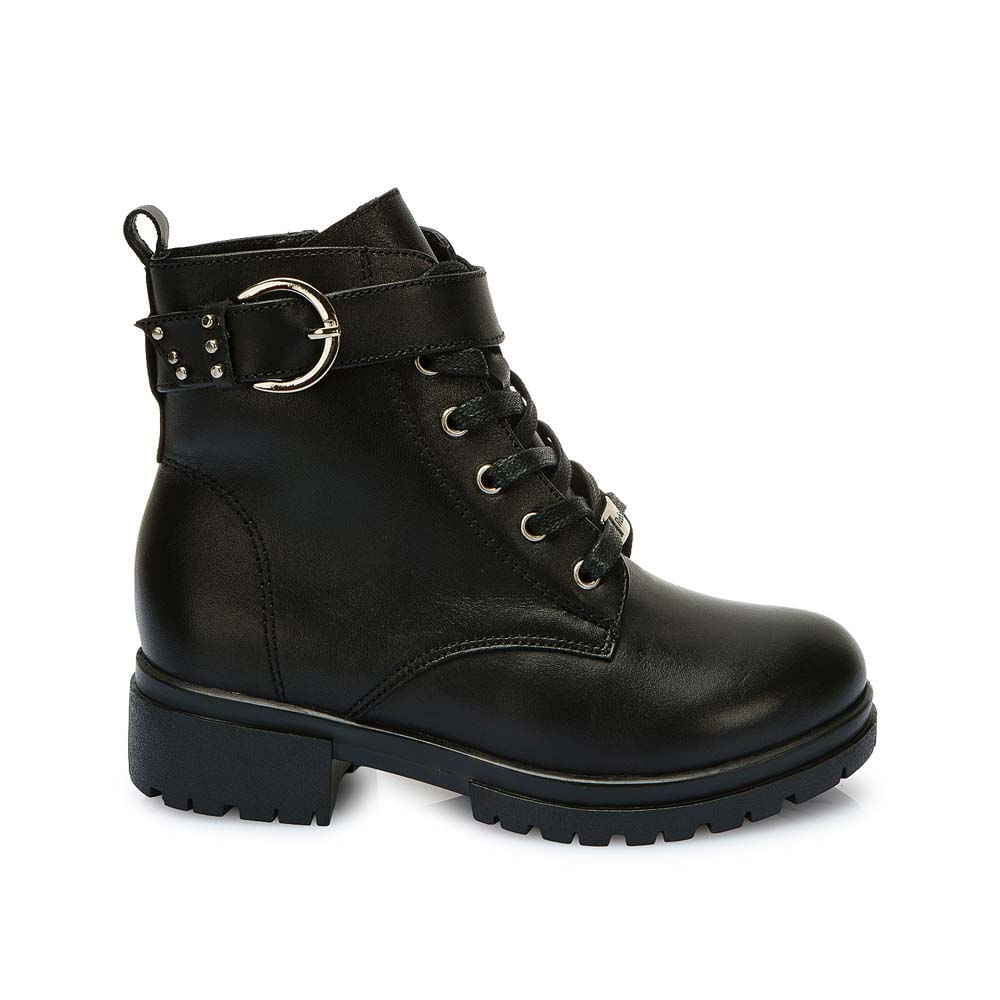 Botín Derby Casual YADIRA-2533 Negro Rabbit Cuero