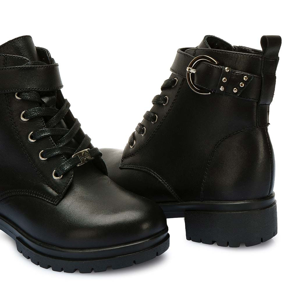 Botín Derby Casual YADIRA-2533 Negro Rabbit Cuero - Imagen 3