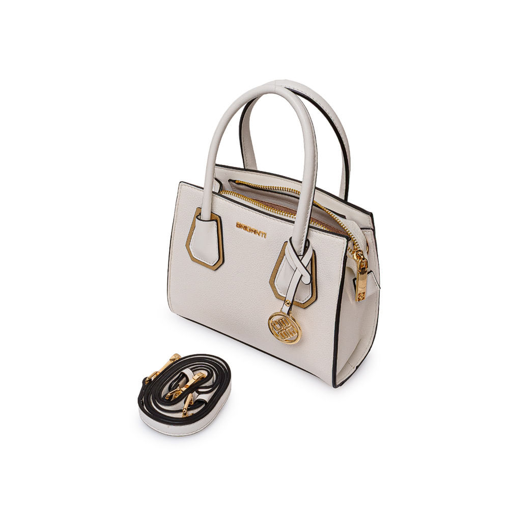 Cartera Briganti Satchel BRI-CM2604 Blanco/Dorado - Imagen 3