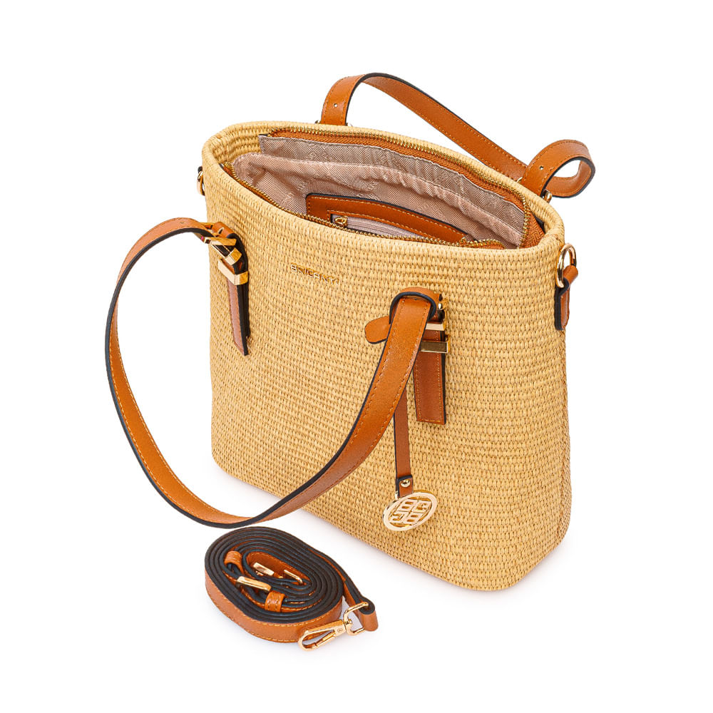 Cartera Briganti Satchel BRI-CM2607 Rafia/Natural - Imagen 3