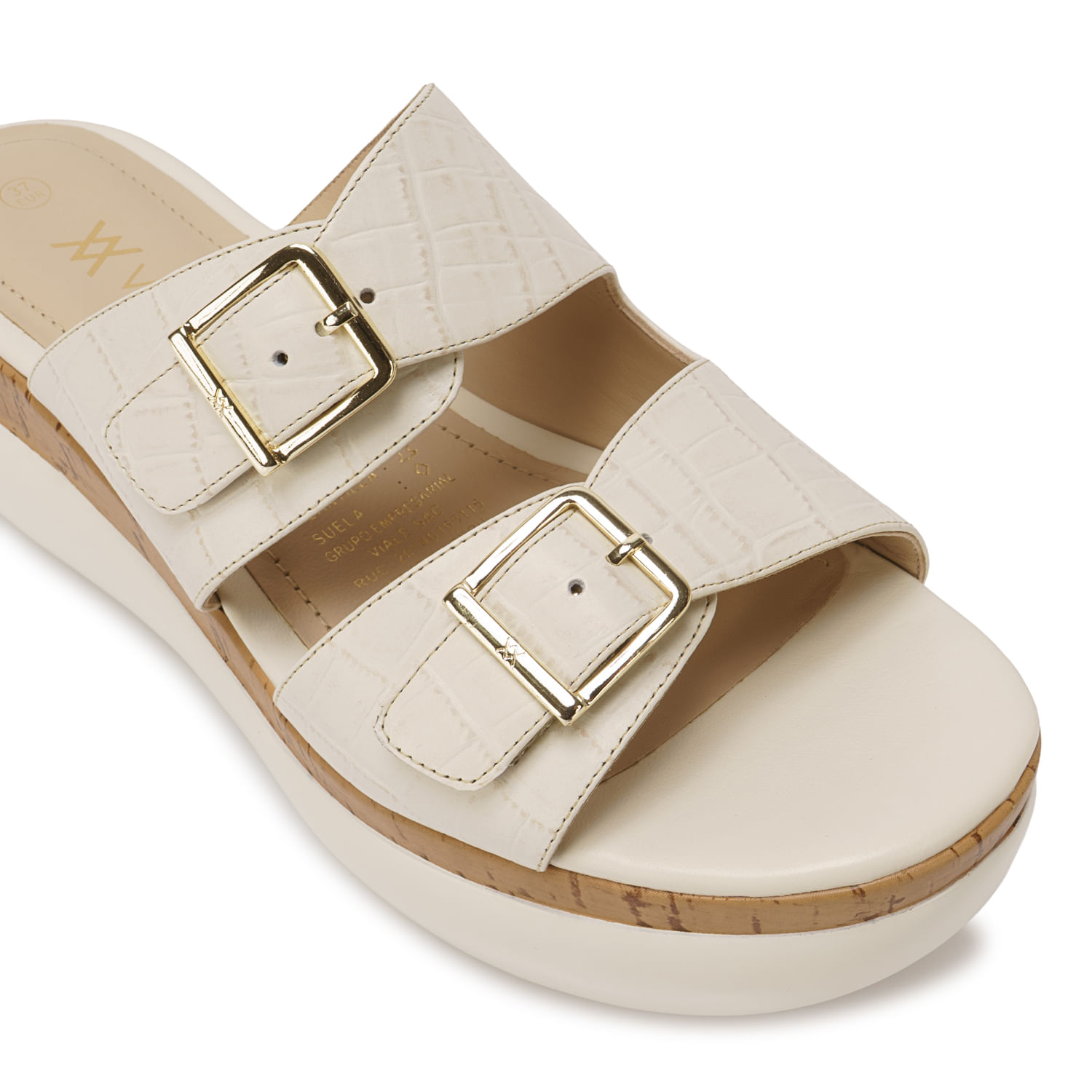 Sandalia Slide Casual DAYA-2601 Hueso Viale Cuero - Imagen 11
