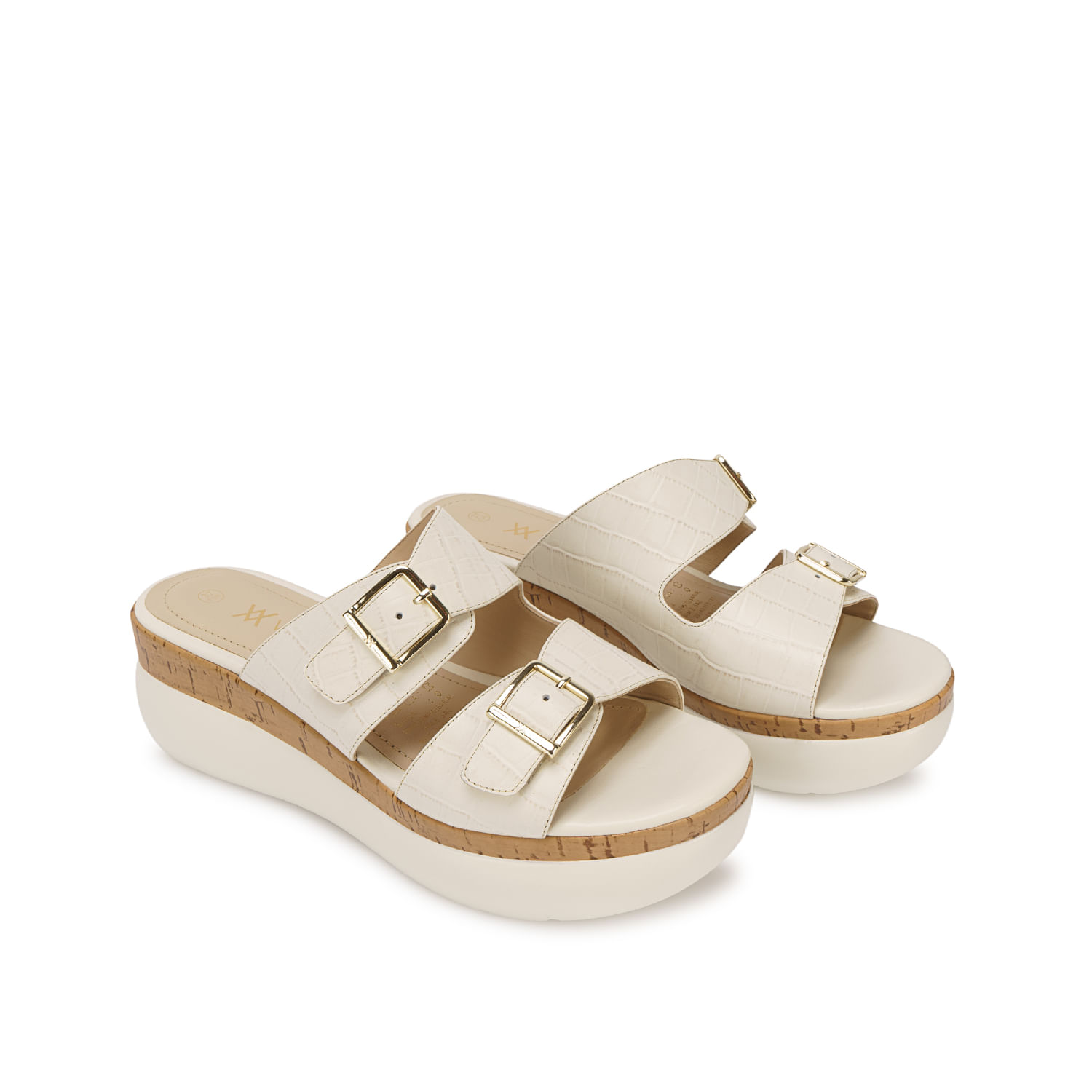 Sandalia Slide Casual DAYA-2601 Hueso Viale Cuero - Imagen 4