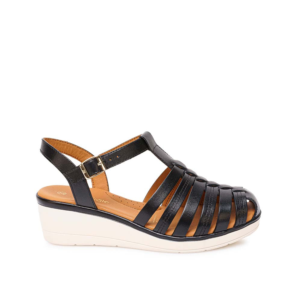 Sandalia Franciscana Casual DENI-2602 Negro Viale Cuero - Imagen 5