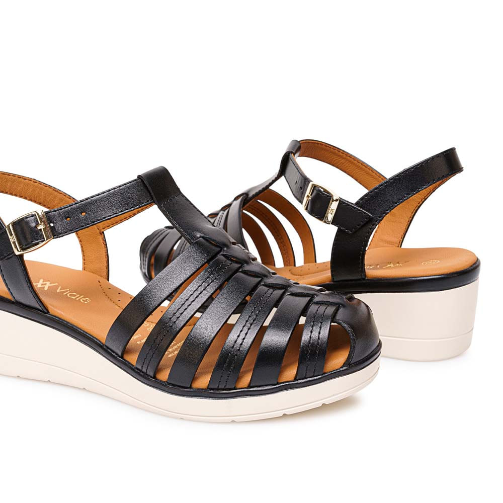 Sandalia Franciscana Casual DENI-2602 Negro Viale Cuero - Imagen 10
