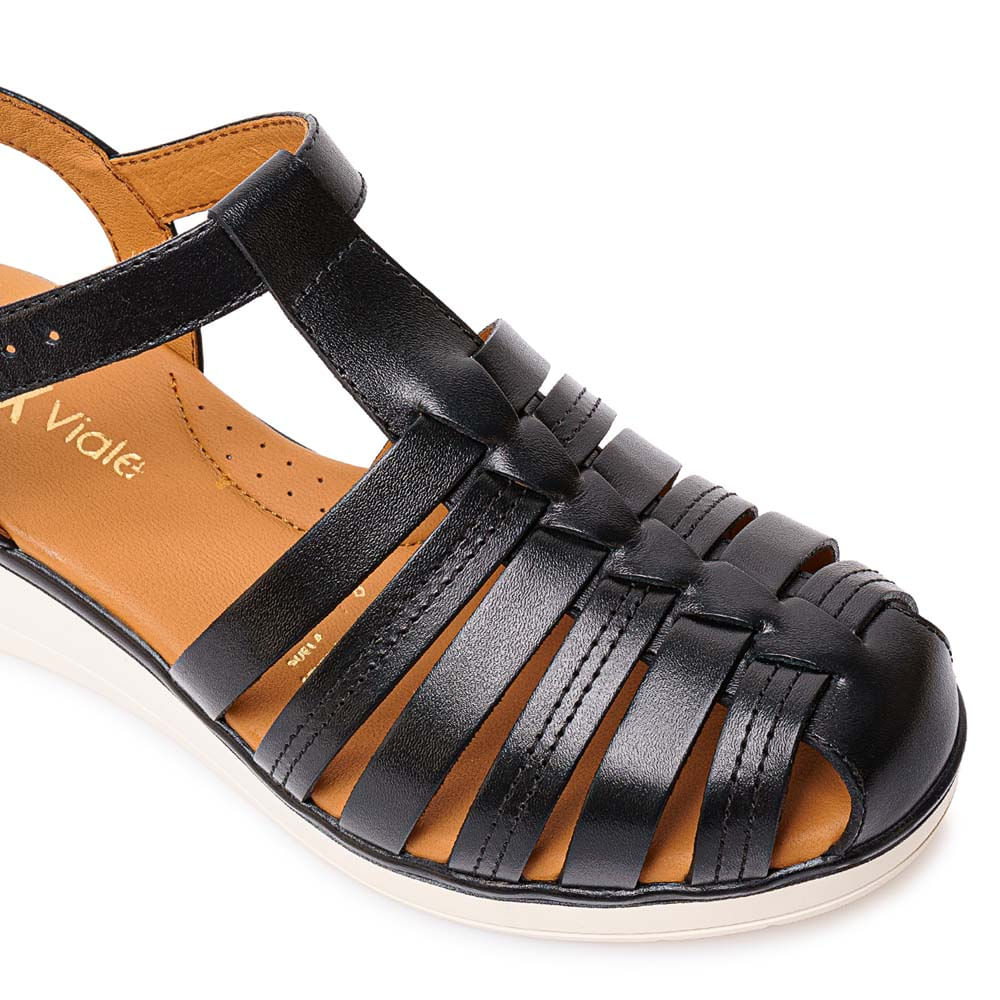 Sandalia Franciscana Casual DENI-2602 Negro Viale Cuero - Imagen 11