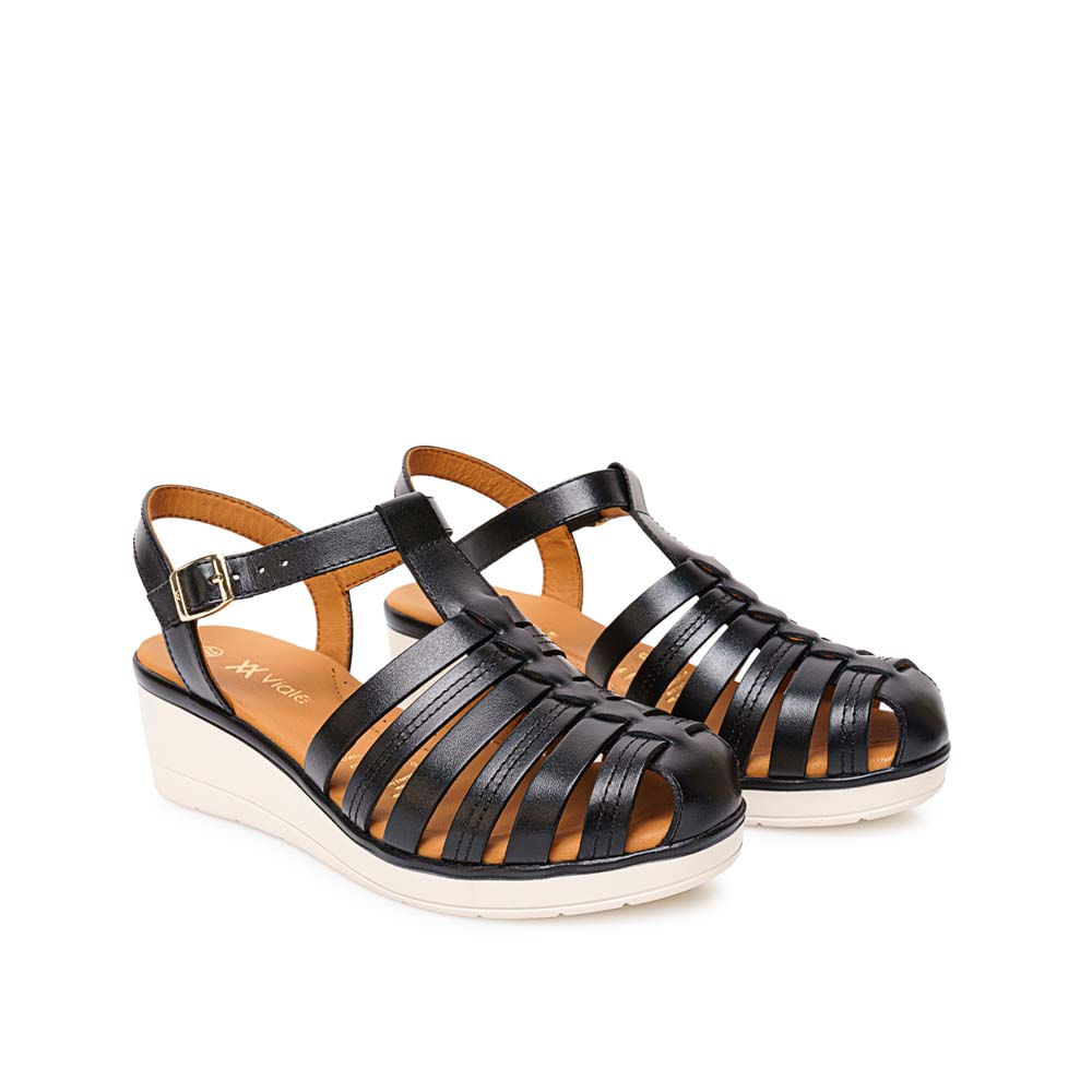 Sandalia Franciscana Casual DENI-2602 Negro Viale Cuero - Imagen 12
