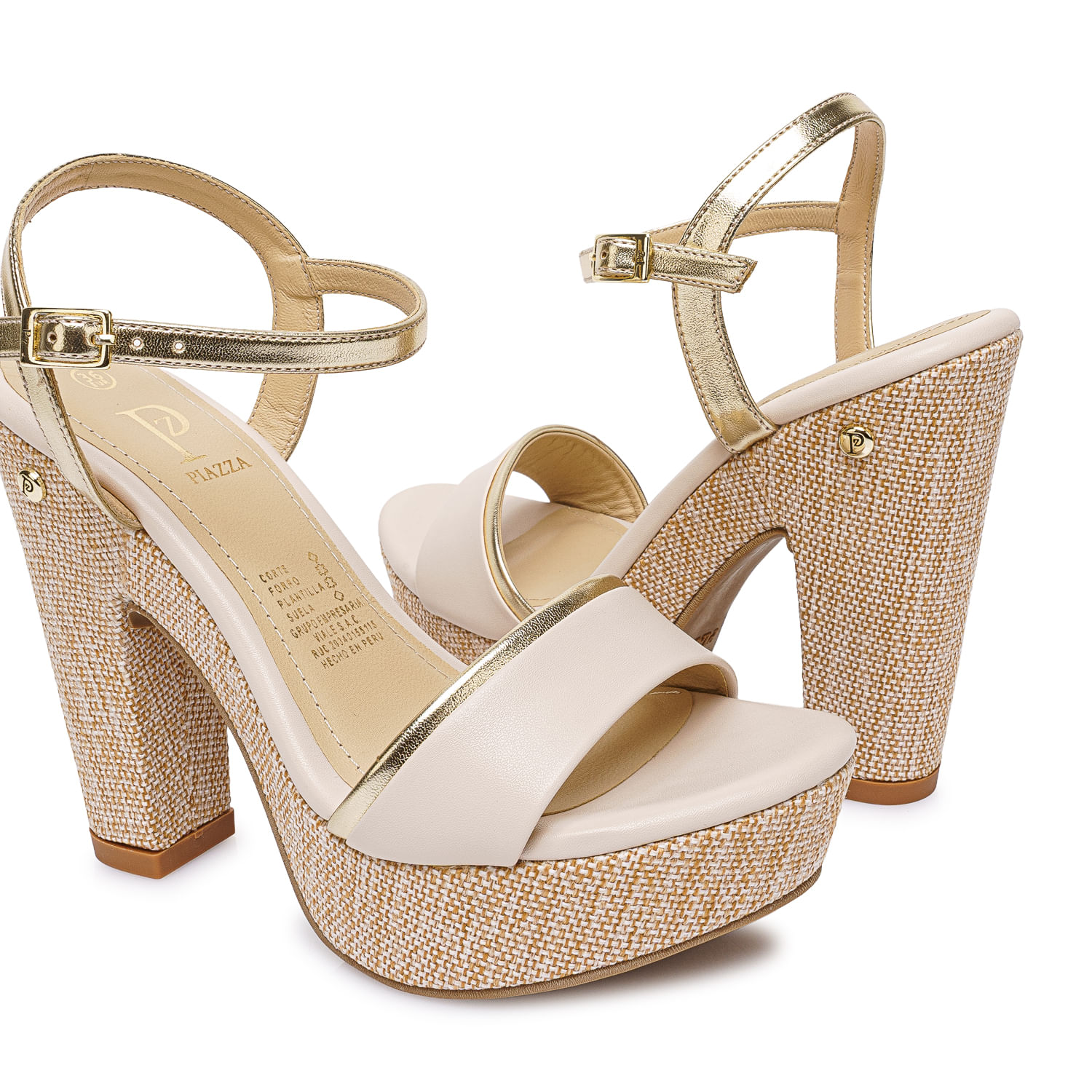 Sandalia D'orsay Casual DEXA-2614 Hueso/Dorado Piazza - Imagen 10