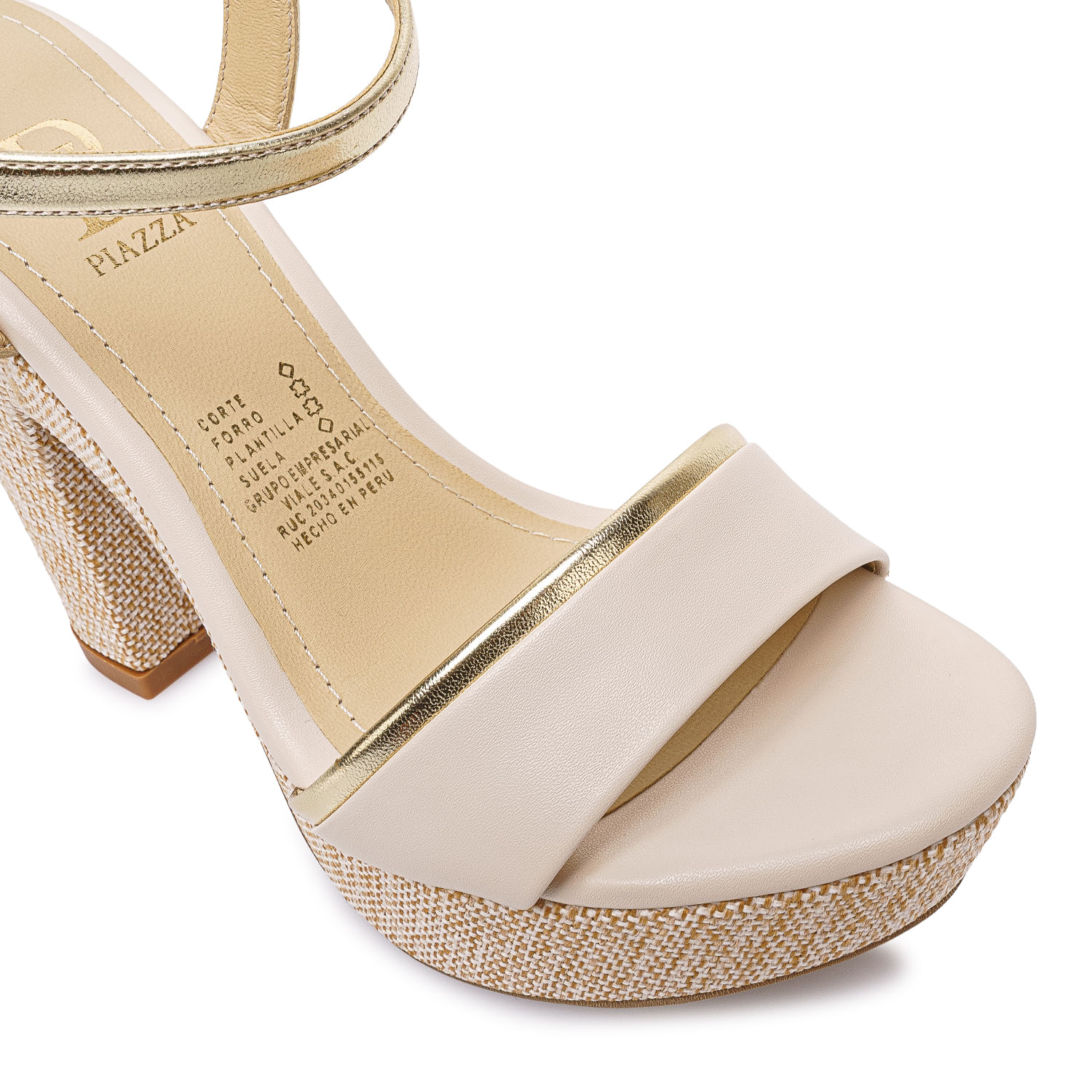 Sandalia D'orsay Casual DEXA-2614 Hueso/Dorado Piazza - Imagen 11