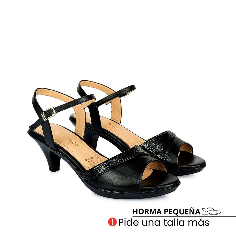 Sandalia D'orsay Casual LINDA-2501 Negro Viale Cuero - Imagen 8