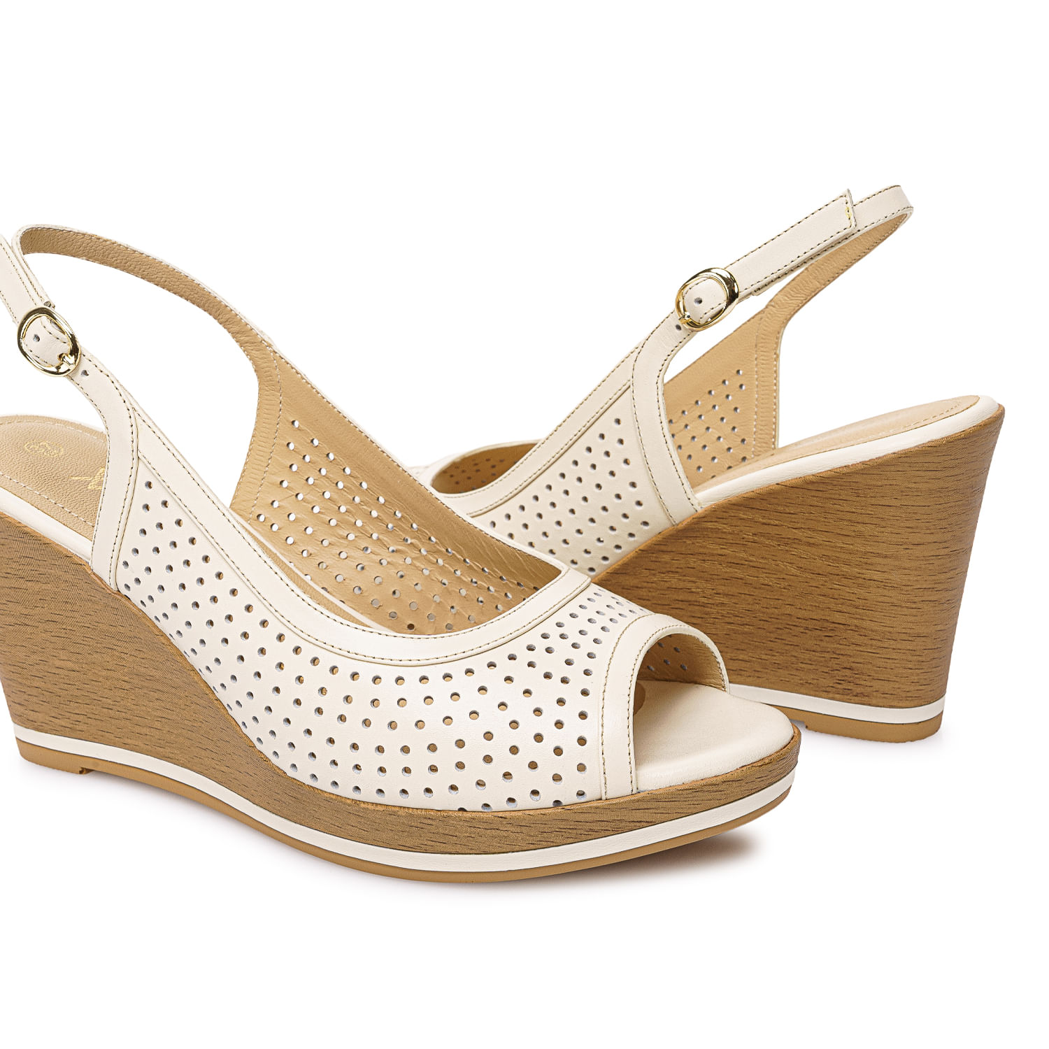 Sandalia Peep Toe Casual LINDA-2602 Hueso Viale Cuero - Imagen 2