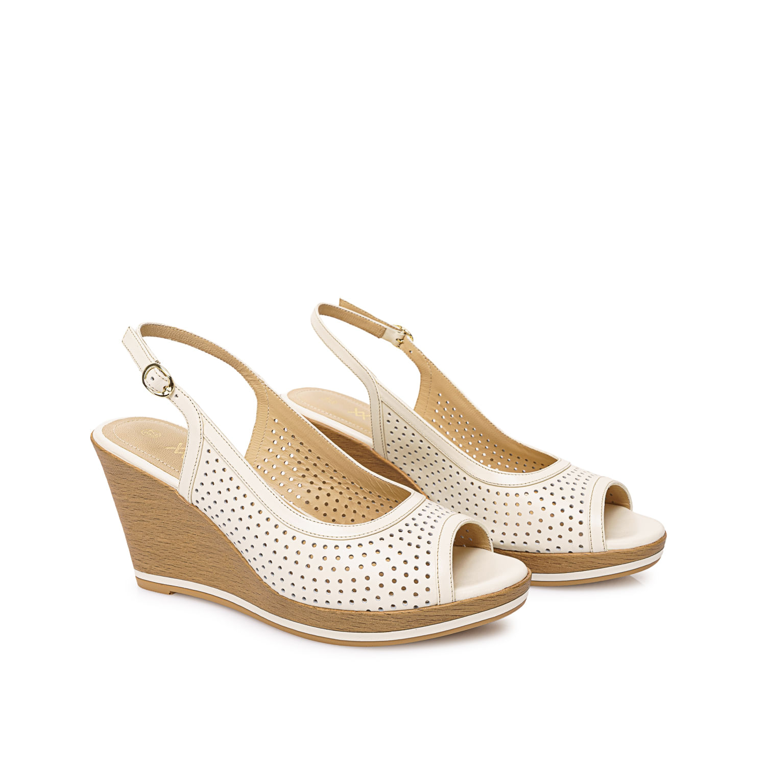 Sandalia Peep Toe Casual LINDA-2602 Hueso Viale Cuero - Imagen 4